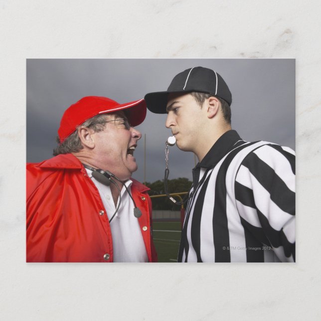 Carte Postale Entraîneur criant après l'arbitre (Devant)