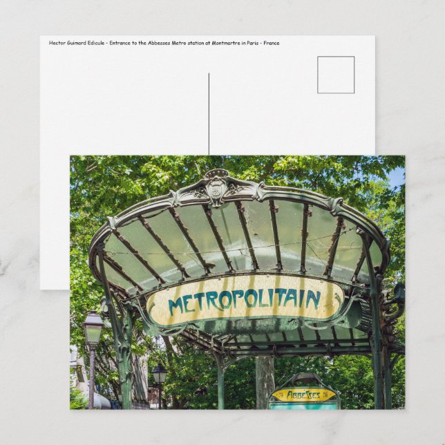 Carte Postale Entrée de la station de métro Montmartre - Paris (Devant / Derrière)