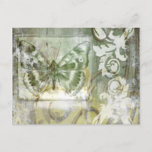Carte Postale Entrée de papillon vert avec porte en fer