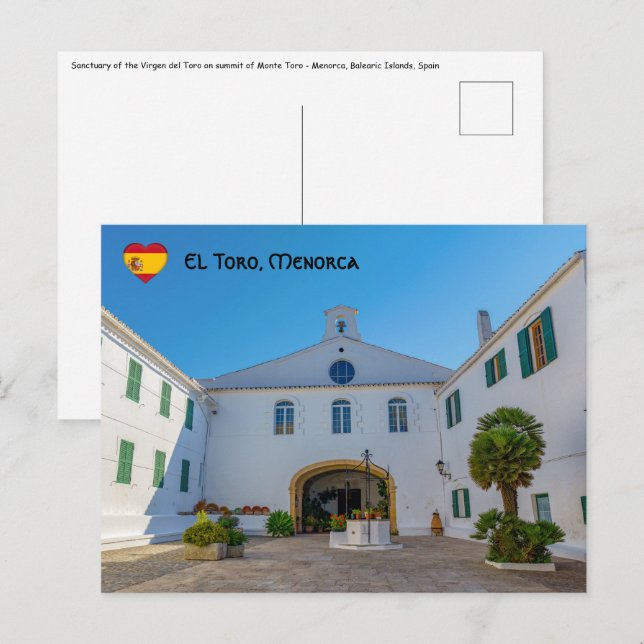 Carte Postale Entrée du monastère Monte Toro - Menorca, Espagne (Devant / Derrière)