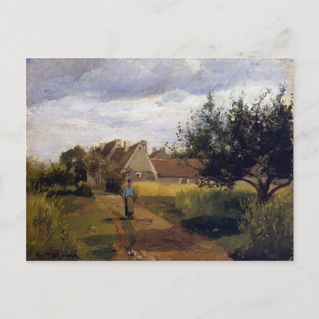 Carte Postale Entrée d'un village par Camille Pissarro (Devant)