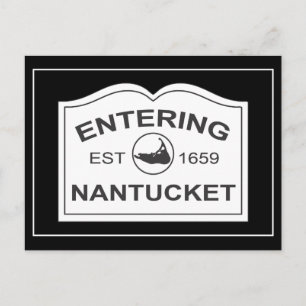 Carte Postale Entrée Nantucket Est. 1659 Connexion Noir & Blanc