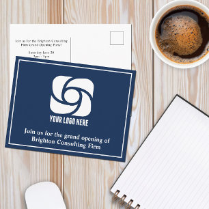 Carte Postale Entreprise Bleu Marine Publicité Logo d'entreprise