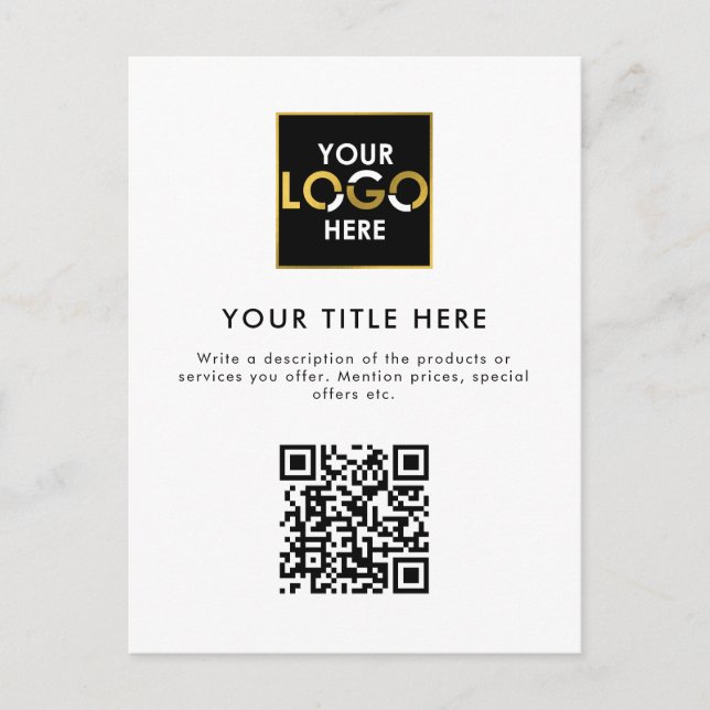 Carte Postale Entreprise Entreprise Logo Entreprise QR Code & Te (Devant)