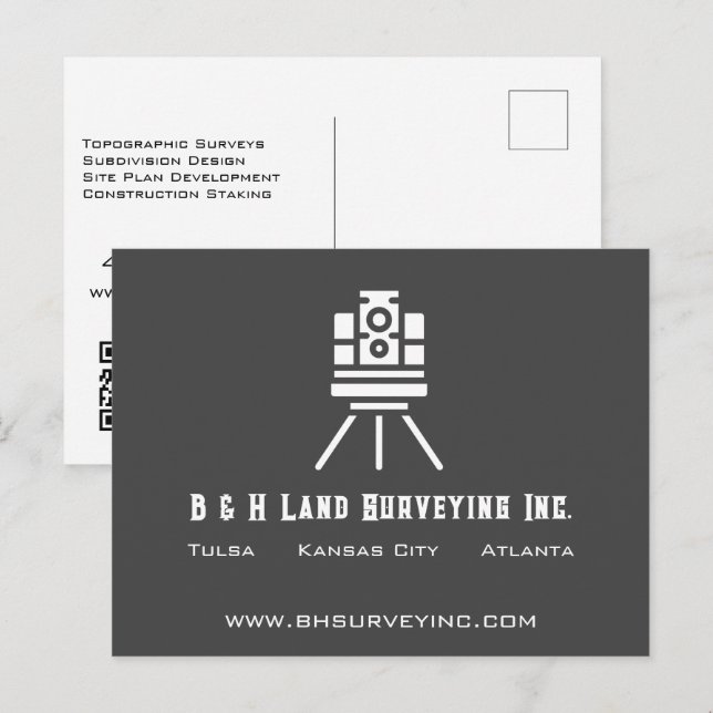 Carte Postale Entreprise moderne Land Surveyor QR Code (Devant / Derrière)