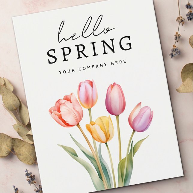 Carte Postale Entreprise personnalisée Hello Spring Tulips (Créateur téléchargé)