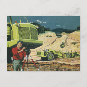 Carte Postale Entreprise vintage, chantier de construction avec 