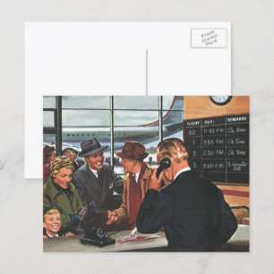 Carte Postale Entreprise Vintage, Personnes au comptoir d'une co