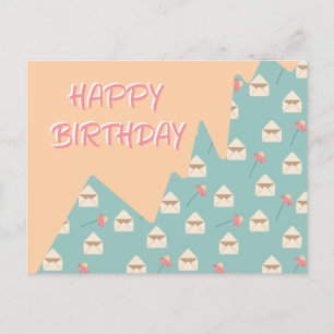 Carte Postale Enveloppe jouée et fleurs Bell Joyeux anniversaire