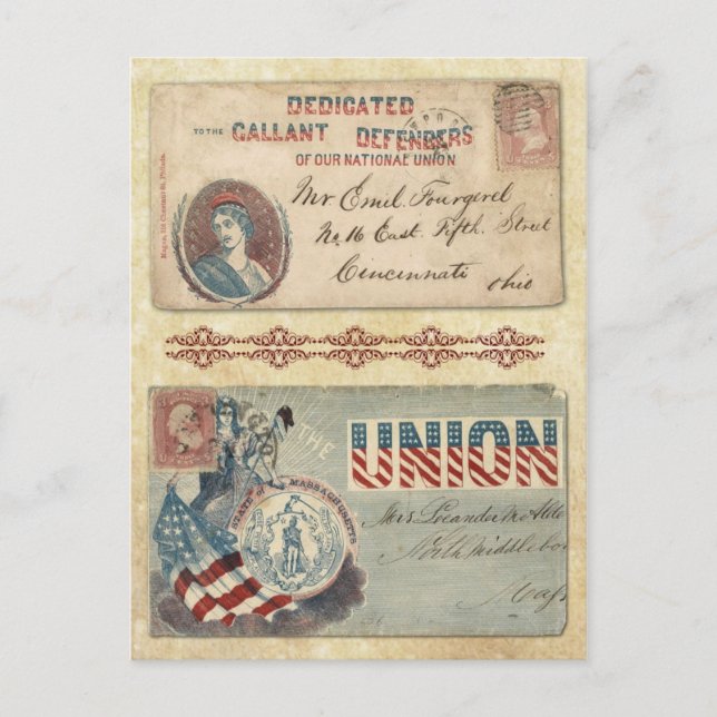 Carte Postale Enveloppes de guerre civile avec Columbia (Devant)