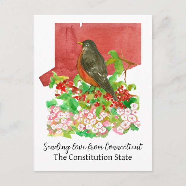 Carte Postale Envoi D'Amour De La Fleur Robin Laurel Du Connecti (Devant)