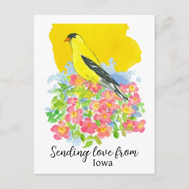Carte Postale Envoi D'Amour Du Rose Iowa Goldfinch Prairie (Devant)
