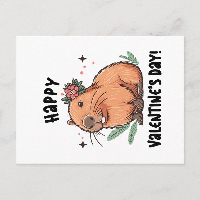Carte Postale Envoi de l'amour de Capybara à la Saint Valentin (Devant)