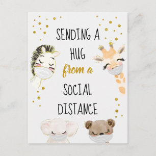 Carte Postale Envoi d'un câlin d'une distance sociale