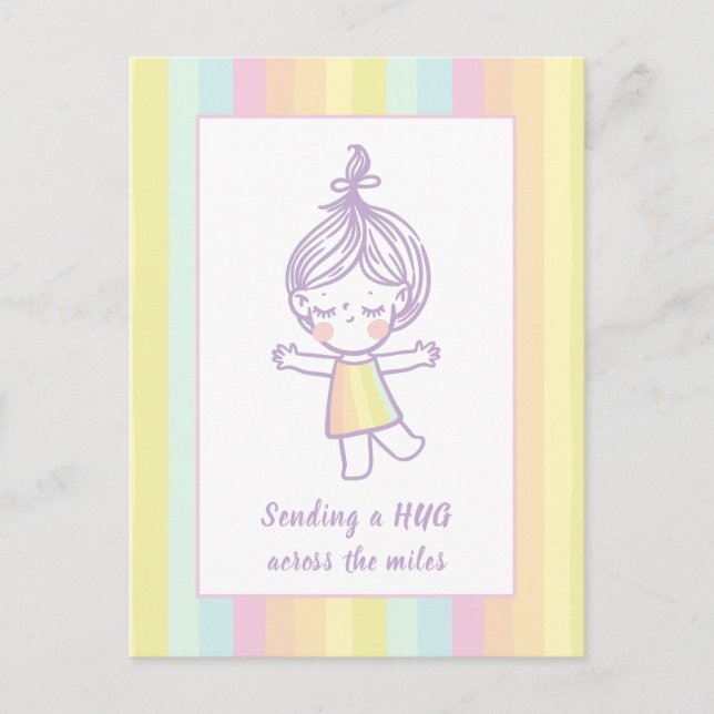 Carte Postale Envoi d'un Hug Cute Pastel Rainbow Girl (Devant)