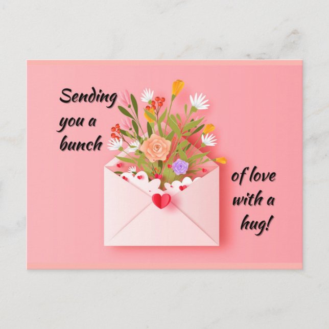 Carte Postale Envoie un peu d'amour et un câlin ! (Devant)