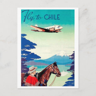 Carte Postale Envolez-vous pour le Chili, homme à cheval, compag