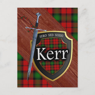 Carte Postale Épée et bouclier du tartan du clan Kerr