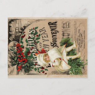 Carte Postale Ephemera Noël Nouvel An Souvenir