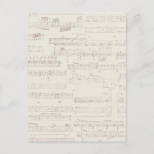 Carte Postale éphémère16 FOND DE BARRRES DE MUSIQUE NOTES GRIS C