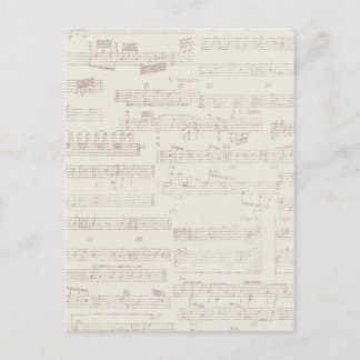 Carte Postale éphémère16 FOND DE BARRRES DE MUSIQUE NOTES GRIS C
