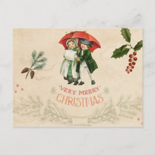 Carte Postale Éphémères Découpe Vintage Noël Fêtes