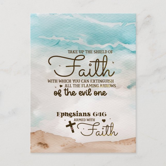 Carte Postale Éphésiens 6:16 Prenez le Bouclier de la Bible de F (Devant)