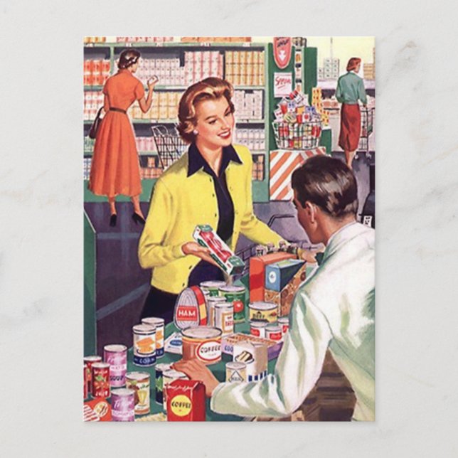 Carte postale Épicerie Vintage Commerce Entreprise (Devant)