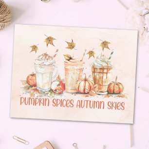 Carte Postale Épices citrouilles Automne Boire Drôle Citation