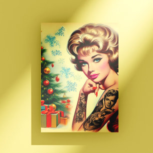 Carte Postale Épinglé de Noël tatoué vintage