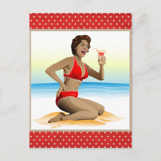 Carte postale épingle d'été avec cocktail
