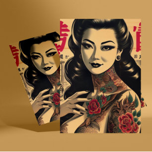 Carte Postale Épingle japonaise tatouée