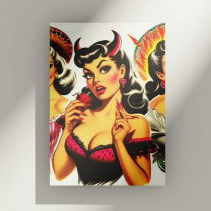 Carte Postale Épingle rétro Devilish