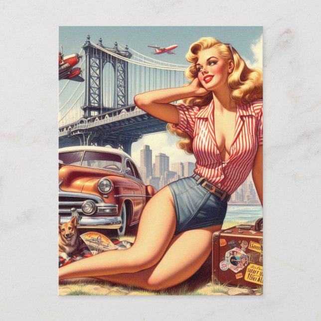 Carte Postale Épingle vintage Blonde (Devant)