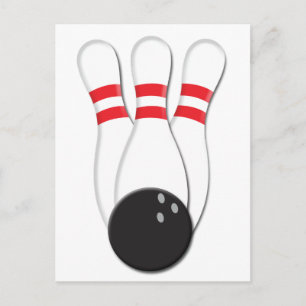 Carte Postale Épingles de bowling et balle