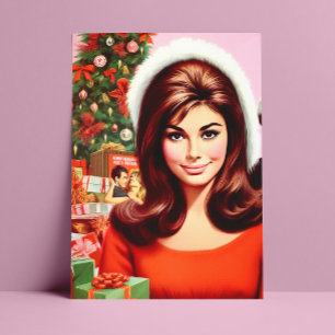Carte Postale Épinglette vintage Noël mignonne