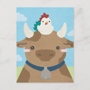 Carte Postale Époux - Vache et poussin