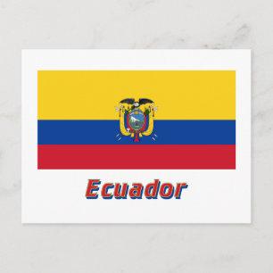 Carte Postale Equateur Drapeau avec nom