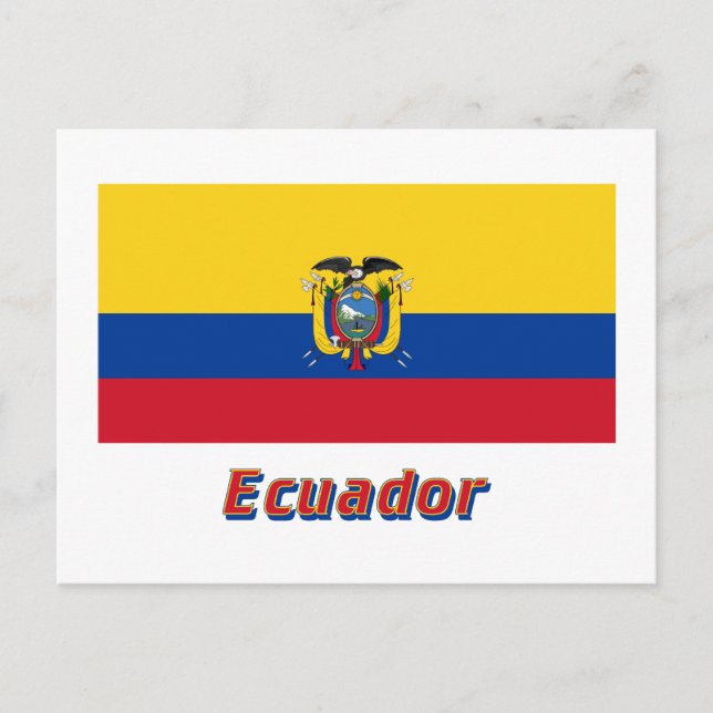 Carte Postale Equateur Drapeau avec nom (Devant)