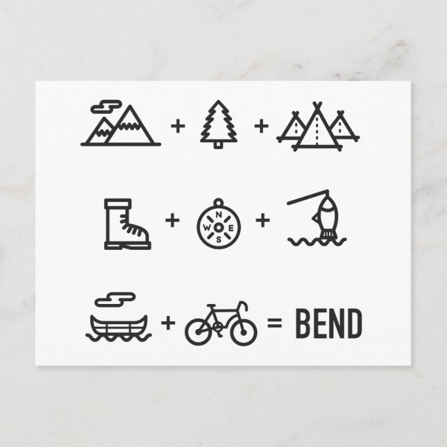 Carte Postale Équation d'activités de plein air à Bend Oregon (Devant)