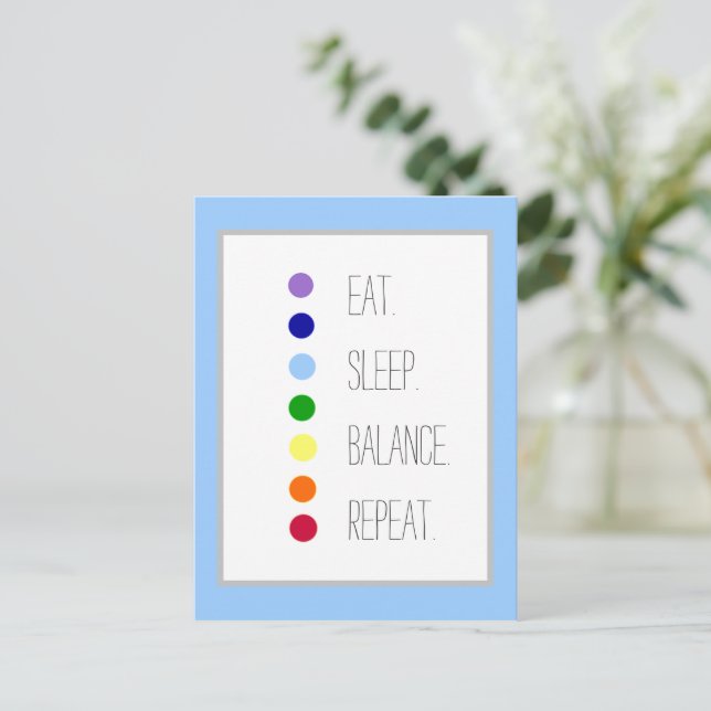 Carte Postale Equilibre de sommeil Manger Design Chakra simple (Debout devant)