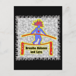 Carte Postale Équilibrer Respiration et amour sur gris
