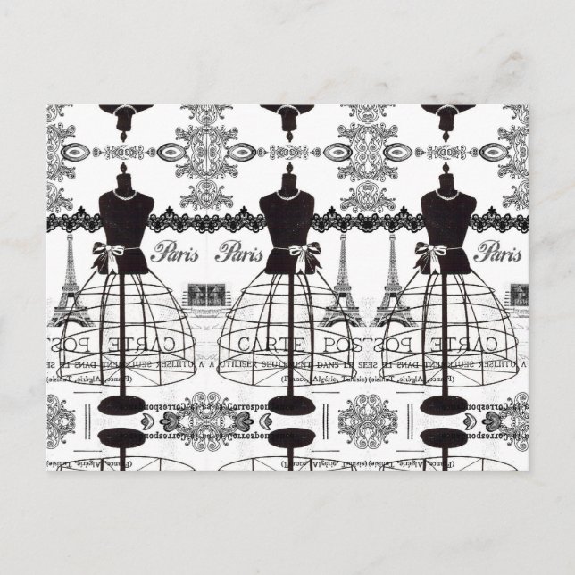Carte Postale Équipe cycliste Black White Paris (Devant)