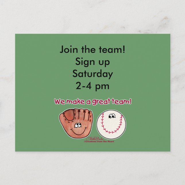 Carte Postale Équipe de baseball et de baseball (Devant)