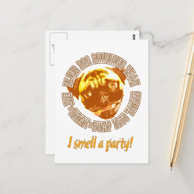 Carte Postale Équipe de buveurs de chiens aveugles verticale (Devant/Arrière en situation)