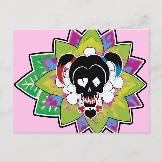 Carte Postale Équipe de suicide | Harley Quinn Crâne tatouage (Devant)