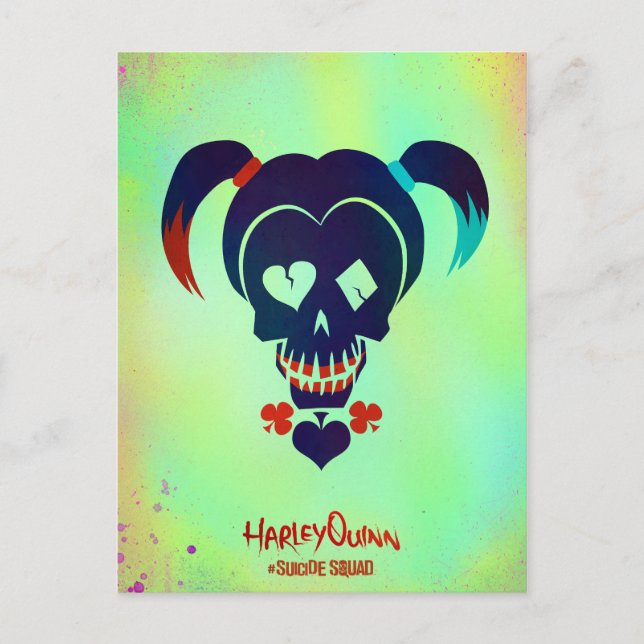 Carte Postale Équipe de suicide | Harley Quinn Head Icon (Devant)