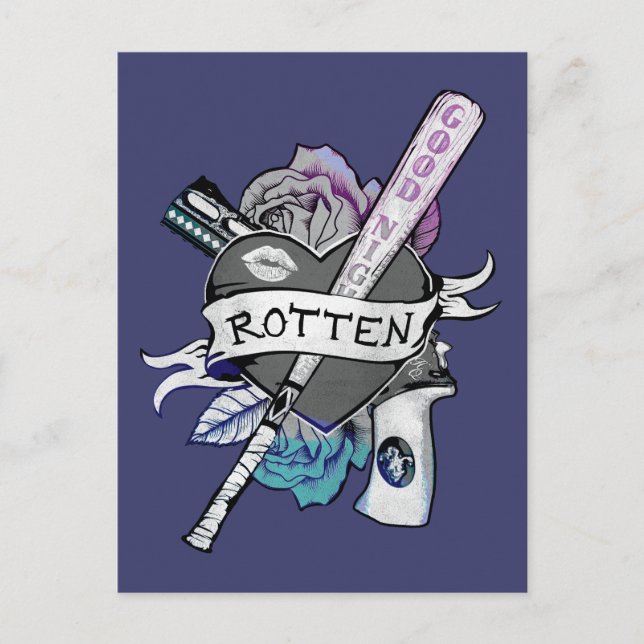 Carte Postale Équipe de suicide | Harley Quinn "Rotten" Tattoo A (Devant)