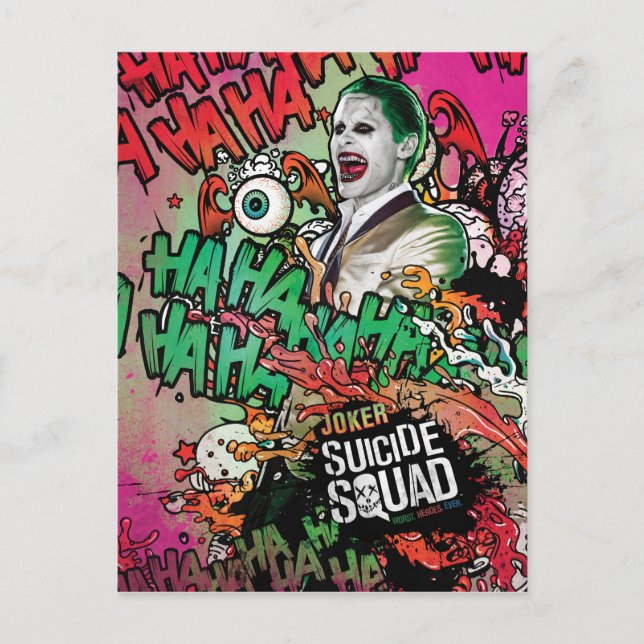 Carte Postale Équipe de suicide | Joker Caractère Graffiti (Devant)