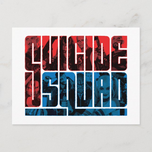 Carte Postale Équipe de suicide | Logo rouge et bleu (Devant)